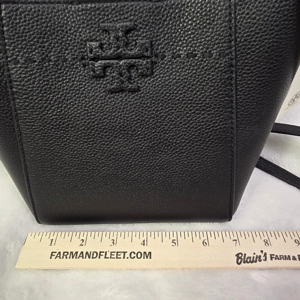 Tory Burch McGraw Small Bucket Bag Black Leather‎ Crossbody 74956 001 NWT